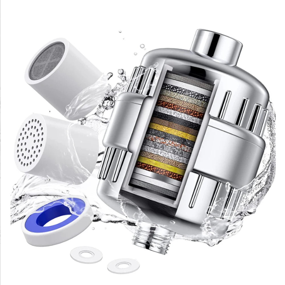 15-20 Stages High Output Shower Water Filter Remove Chlorine Heavy Metals Filtered Showers Headhower Head Soften For Hard Water