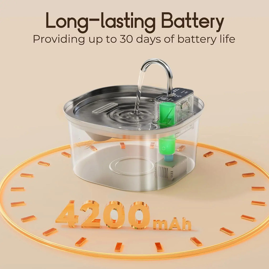 3L Stainless Steel Wireless Recharging Sensor Cat Water Fountain Auto Drinking Fountain For Cats Dog Drinker Pet Dispenser Bowl