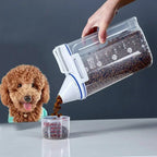1.5kg/2kg Measuring Cup Food Store Container Dog Cat  Pail Plastic Tank with Moisture-Proof Sealed Jar Pet Supplies Accessories