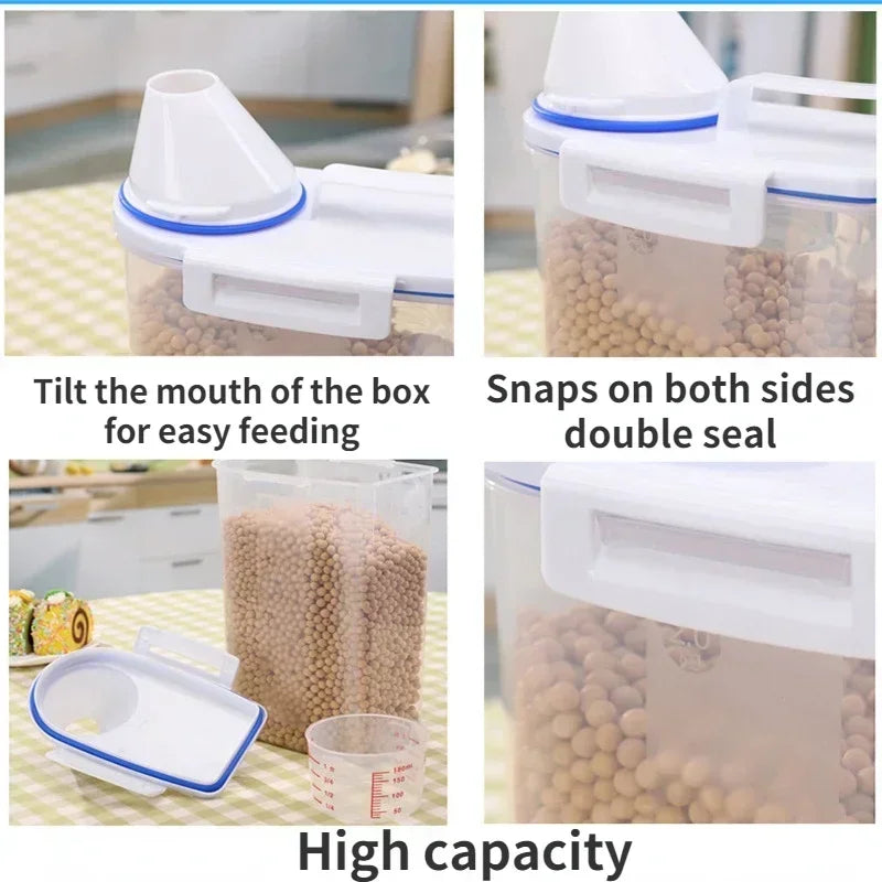 1.5kg/2kg Measuring Cup Food Store Container Dog Cat  Pail Plastic Tank with Moisture-Proof Sealed Jar Pet Supplies Accessories